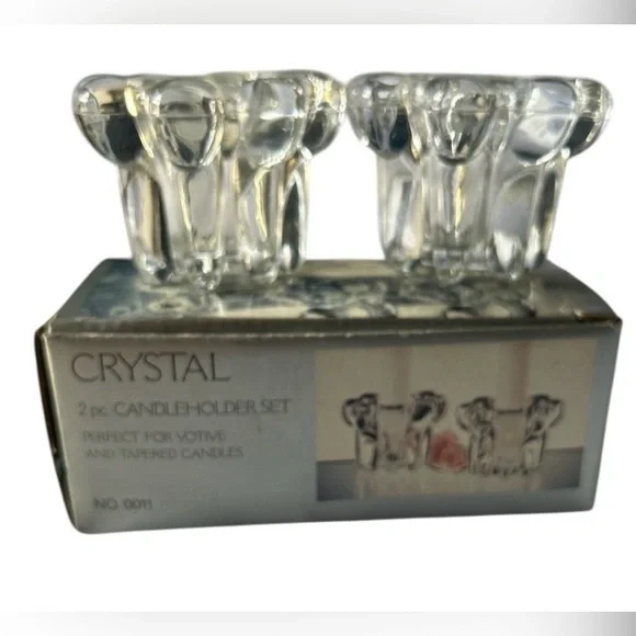 Alco Crystal Votive/Tapper Candle Holder Set of 2 - Picture 3 of 11
